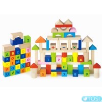 Дерев'яні кубики Viga Toys 50288 Алфавіт і числа 100 шт